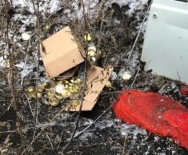 Контрабандисты сожгли автомобиль с красной и черной икрой на границе Украины и России